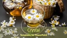  Presentation with chamomile - PPT theme enhanced with cup of chamomile tea background and a tawny brown colored foreground