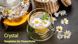  Presentation with tea cup - PPT layouts having cup of chamomile tea background and a tawny brown colored foreground