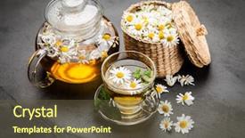  Presentation with chamomile - Slide deck consisting of cup of chamomile tea background and a tawny brown colored foreground