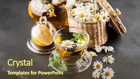  Presentation with chamomile - Slide set with cup of chamomile tea background and a tawny brown colored foreground