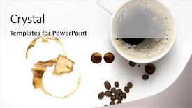  Presentation with cup trophy star award - Colorful theme enhanced with cup of coffe and coffee backdrop and a white colored foreground