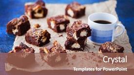  Presentation with halva - Theme having cup of coffee - sweet food background and a coral colored foreground