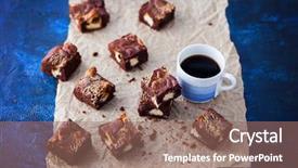  Presentation with halva - Slides having cup of coffee - sweet food background and a coral colored foreground