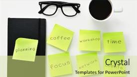  Presentation with black yellow - Beautiful PPT theme featuring cup of coffee a black backdrop and a soft green colored foreground