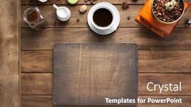  Presentation with coffee beans - Presentation theme enhanced with cup-of-coffee-and-beans background and a violet colored foreground