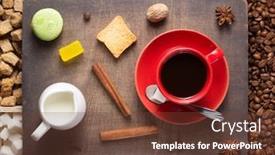  Presentation with coffee beans - Beautiful PPT theme featuring cup-of-coffee-and-beans backdrop and a tawny brown colored foreground