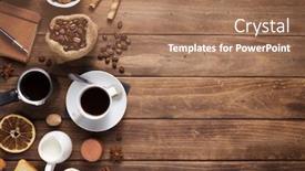  Presentation with coffee beans - Slide set with cup-of-coffee-and-beans background and a coral colored foreground