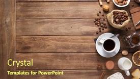  Presentation with coffee beans - Colorful slide deck enhanced with cup-of-coffee-and-beans backdrop and a tawny brown colored foreground