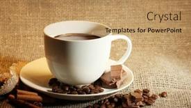  Presentation with coffee beans - Audience pleasing slide deck consisting of cup-of-coffee-and-beans backdrop and a coral colored foreground