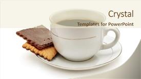  Presentation with biscuit coffee - Presentation theme consisting of cup of coffee and biscuit background and a cream colored foreground