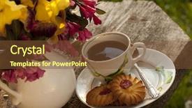  Presentation with coffee cup diary - Cool new slides with cup of coffee and cookies backdrop and a tawny brown colored foreground