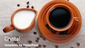  Presentation with coffee cup - Slide deck with cup of coffee and cream background and a tawny brown colored foreground