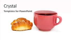  Presentation with croissant - Slides with cup of coffee and croissant isolated on the white background and a white colored foreground