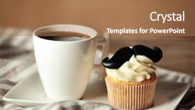  Presentation with cup coffee - Theme having cup of coffee and cupcake background and a coral colored foreground