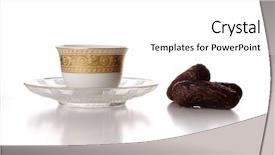  Presentation with arabic - Slides featuring cup of coffee and dates background and a white colored foreground
