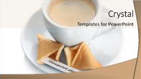  Presentation with fortune cookie game - Slide deck enhanced with cup of coffee and fortune background and a  colored foreground