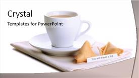  Presentation with coffee cup - Theme having cup of coffee and fortune background and a  colored foreground