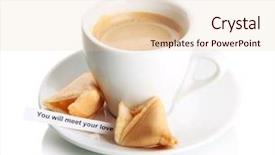  Presentation with fortune cookie game - Amazing slide set having cup of coffee and fortune backdrop and a  colored foreground