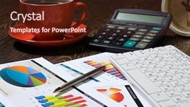  Presentation with workplace - Slide set having cup of coffee and graph background and a tawny brown colored foreground