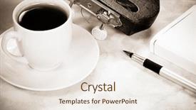  Presentation with coffee music - Beautiful theme featuring cup of coffee and guitar backdrop and a sky blue colored foreground