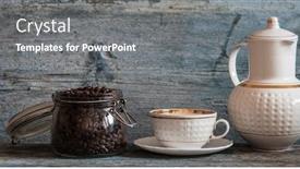  Presentation with coffee cup - Colorful PPT theme enhanced with cup-of-coffee-and-ingredients backdrop and a gray colored foreground