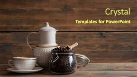  Presentation with cup coffee - Slides enhanced with cup-of-coffee-and-ingredients background and a tawny brown colored foreground