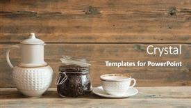  Presentation with cup coffee - Amazing PPT layouts having cup-of-coffee-and-ingredients backdrop and a coral colored foreground