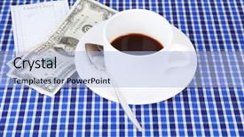  Presentation with coffee cup diary - Presentation theme having cup of coffee and money background and a  colored foreground