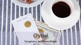  Presentation with pen laptop coffee cup clips - Amazing presentation theme having cup of coffee and money backdrop and a  colored foreground