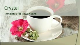  Presentation with pink flowers - Cool new presentation theme with cup of coffee and pink backdrop and a sky blue colored foreground