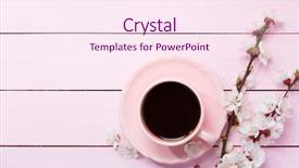  Presentation with blooming lotus flower of pink - Cool new presentation with cup of coffee and spring backdrop and a pink colored foreground