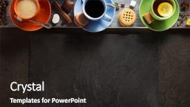  Presentation with tea coffee - PPT theme having cup of coffee and tea background and a dark gray colored foreground