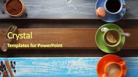  Presentation with tea and coffee - Audience pleasing slides consisting of cup of coffee and tea backdrop and a tawny brown colored foreground
