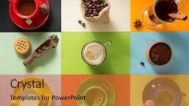  Presentation with high tea - Presentation theme enhanced with cup of coffee and tea background and a gold colored foreground