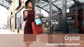  Presentation with paper bag vs plastic bags - Colorful PPT theme enhanced with cup of coffee at strip backdrop and a coral colored foreground