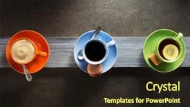  Presentation with tea coffee - Amazing PPT theme having cup of coffee cacao backdrop and a wine colored foreground