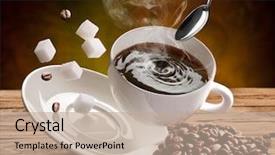  Presentation with coffee beans - Amazing PPT layouts having cup of coffee coffee beans backdrop and a coral colored foreground