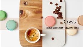  Presentation with cup coffee - Beautiful PPT theme featuring cup of coffee colorful french backdrop and a coral colored foreground