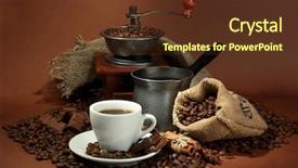  Presentation with beans - Theme featuring cup of coffee grinder turk background and a tawny brown colored foreground