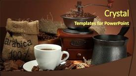  Presentation with cup coffee - Audience pleasing slide set consisting of cup of coffee grinder turk backdrop and a tawny brown colored foreground