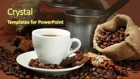  Presentation with cup coffee - Theme enhanced with cup of coffee grinder turk background and a  colored foreground