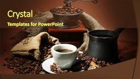  Presentation with coffee cup - Presentation design enhanced with cup of coffee grinder turk background and a tawny brown colored foreground
