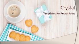  Presentation with cookies - Audience pleasing presentation theme consisting of cup of coffee heart shaped backdrop and a sky blue colored foreground