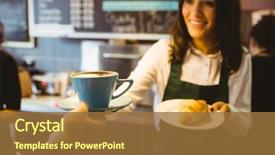  Presentation with waitress - Slide deck having cup of coffee in cafe background and a tawny brown colored foreground