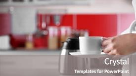  Presentation with coffee cup diary - Amazing PPT layouts having cup of coffee in kitchen backdrop and a gray colored foreground