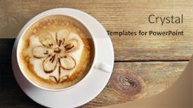  Presentation with cup coffee - Presentation design with cup-of-coffee-latte-art background and a coral colored foreground