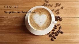  Presentation with grains - Amazing slide set having cup of coffee latte art with grains on wooden table top view backdrop and a coral colored foreground