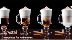  Presentation with hot and cold coffee cup - PPT layouts with cup of coffee latte macchiato background and a wine colored foreground