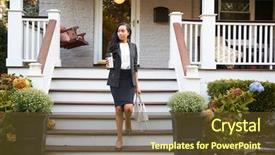  Presentation with hot work - Audience pleasing PPT theme consisting of coffee leaving suburban house backdrop and a tawny brown colored foreground