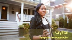  Presentation with coffee cup diary - Presentation theme consisting of coffee leaving suburban house background and a tawny brown colored foreground